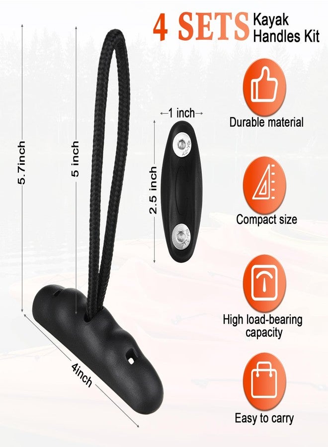 مجموعة مقابض قوارب الكاياك Relaxgiant المكونة من 4 قطع: مقبض حمل، مقبض سحب، مقبض على شكل حرف T مع حبل وحلقات تثبيت ومسامير لقوارب الكاياك Emotion، طقم تركيب بديل لقوارب الكاياك (أسود) - Image 2