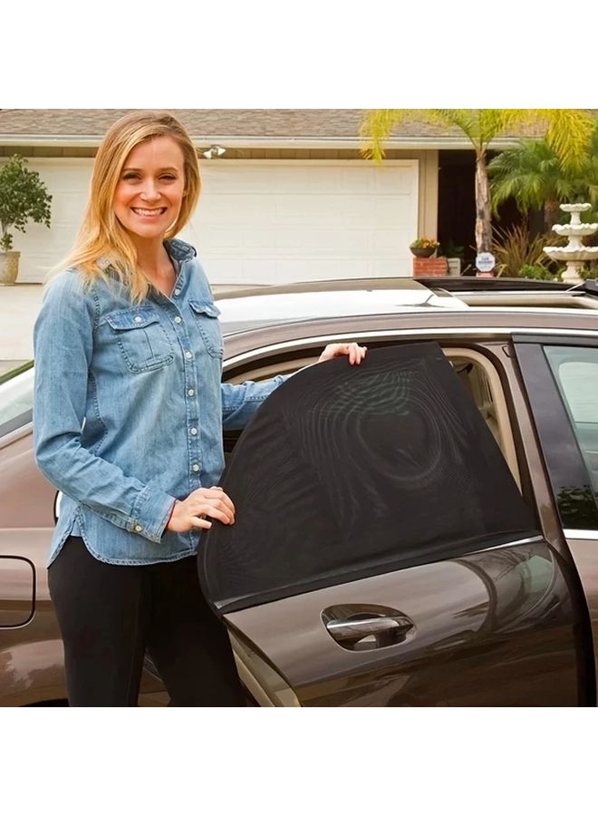 Rear 2pcs Car Side Window Sunshades Easy Install UV Protection Breathable Mesh - Image 4