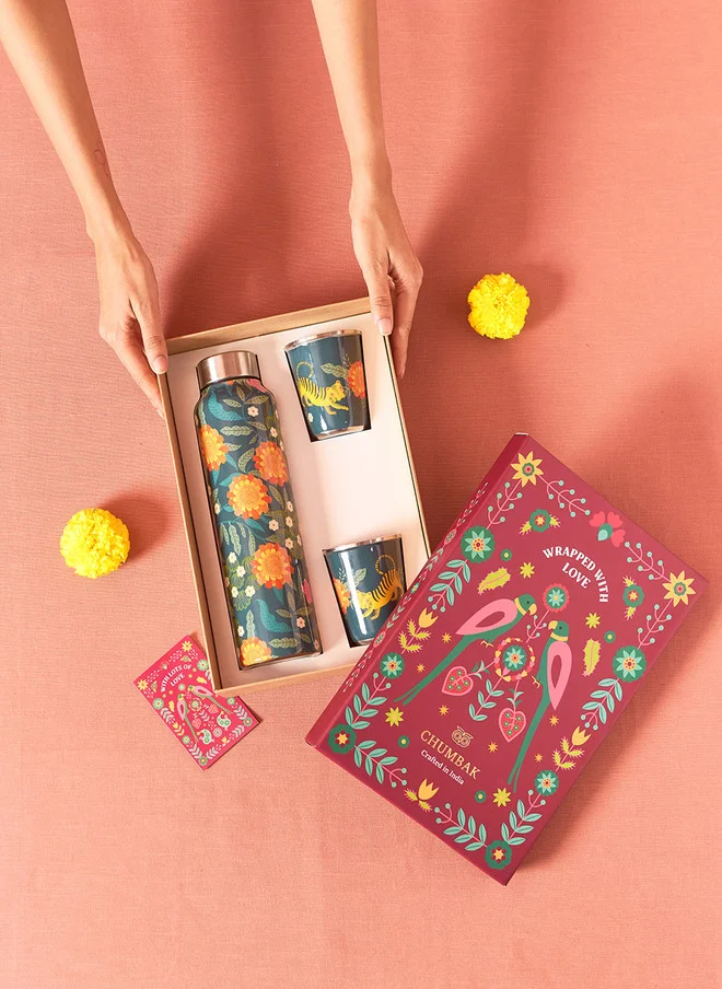 Chumbak  Marigold Drinkware  Gift Set of 3  | Best Price UAE