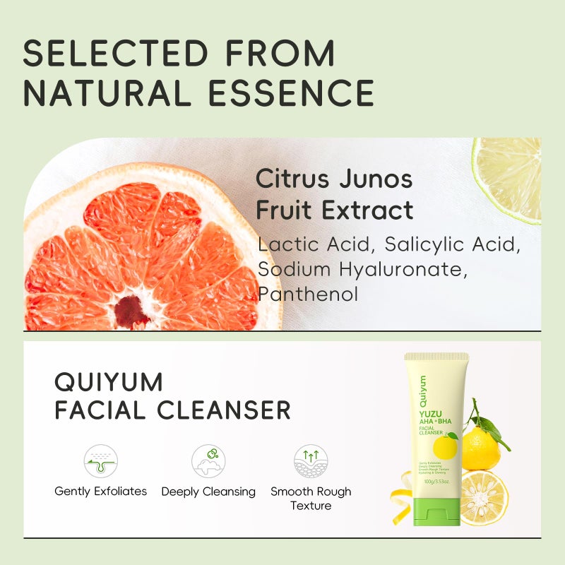 QUIYUM Fruit Skin Care Set, 5 Pcs Daily Routine Beauty Skin Care for Teens Girls - Gentle Skincare Gift Sets, Facial Care Set for Women, Mother's Day Birthday Gift, Stocking Stuffers, Full Size - Image 5