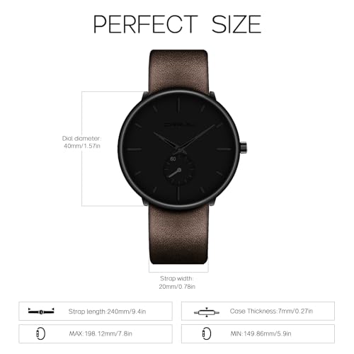 FIZILI Mens Watches Ultra-Thin Minimalist Waterproof-Fashion Wrist Watch for Men Unisex Dress with Leather Band-Black Hands （Brown Leather） - Image 4