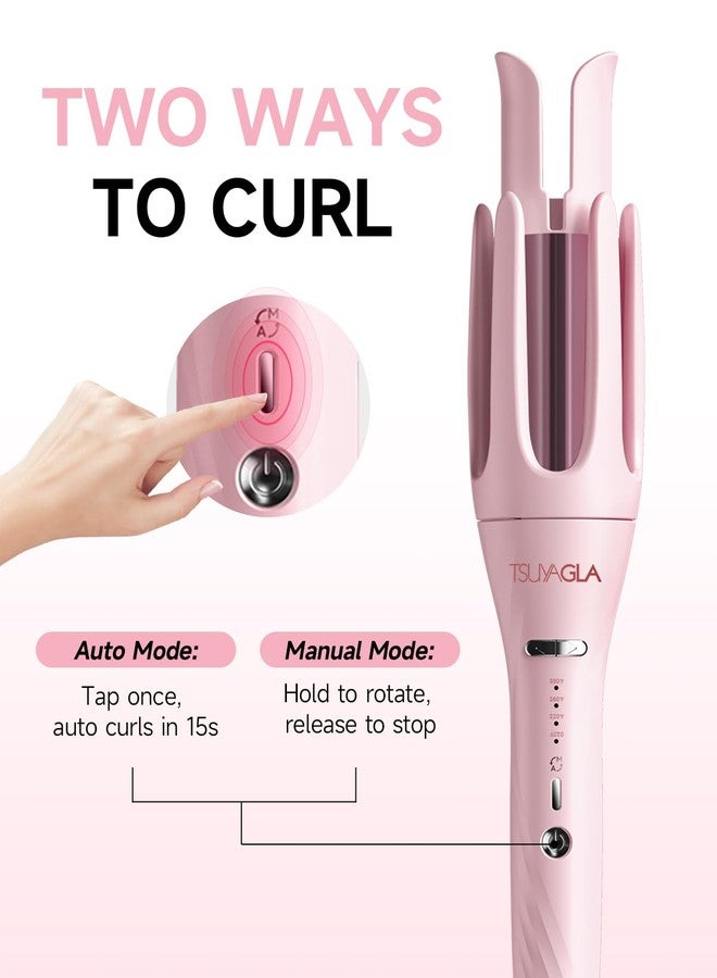 TSUYAGLA 3 in 1 Automatic Curling Iron, Hair Curlers with 3 Curling Barrels (1" - 1.25" - 1.5"), Rotating Curling Iron with 3 Temp, 2-Way Rotation, 10S Fast Heating, Anti-Scald, Dual Voltage, Pink - Image 3
