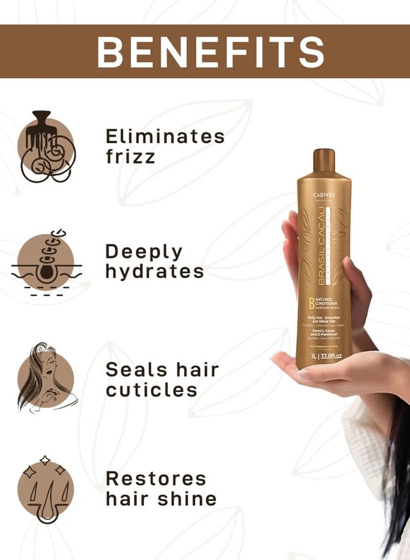 Brasil Cacau 1L Anti-Frizz Conditioner - Nourishing Formula for Soft, Manageable Hair