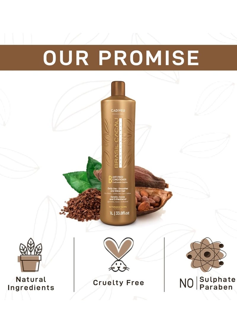 Brasil Cacau 1L Anti-Frizz Conditioner - Nourishing Formula for Soft, Manageable Hair