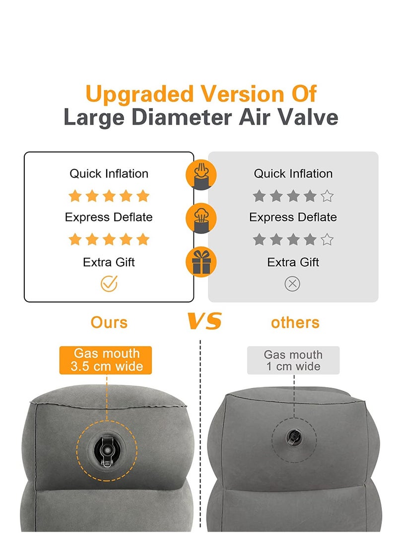 Inflatable Foot Rest Pillow for Travel Kids/ Adults Airplane Travel Pillow-Adjustable Height Cushions for Kids to Sleep While Traveling Suitable for Office Home and Any Travel Dark Grey - Image 5