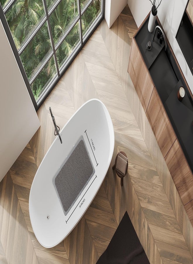 سبلاش هوم سجادة حوض استحمام سبلاش هوم ليفة مانعة للانزلاق، سجادة دش مزودة بـ 12 كوب شفط، مقاس 30 بوصة طول × 17 بوصة عرض، مصنوعة من مادة PVC - رمادي - Image 5