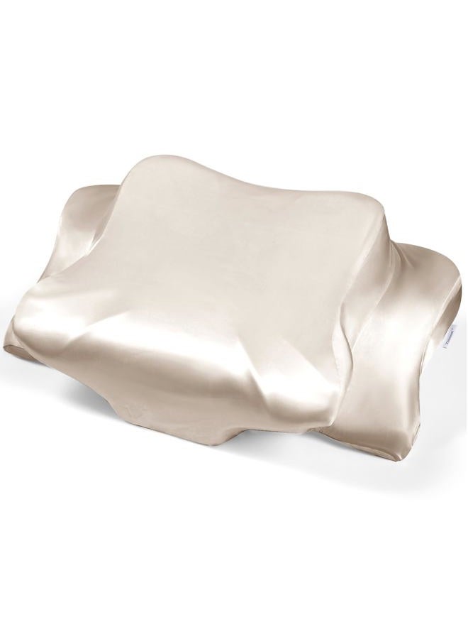 Zelimun Satin Pillowcase for Cervical Pillows, (Cover Only) Fit for 24.8"x14.96"x5.51"/3.54" Orthopedic Neck Support Pillow, Silky Smooth Pillowcase Cover with Zipper Closure (Champagne) - Image 1