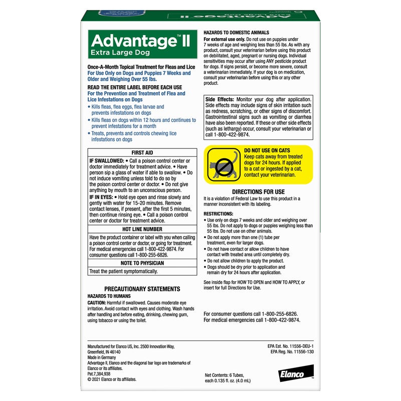Advantage II XL Dog Vet-Recommended Flea Treatment & Prevention | Dogs Over 55 lbs. | 6-Month Supply - Image 2