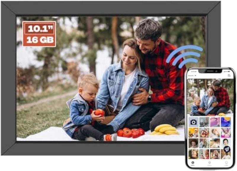 PICCASIO wifi Digital Photo Frame Futuristic 0.1 IPS Touch Screen 1280x800 LCD Panel 16GB Internal Smart Electronics Photo Frame with 4Gb extra Memory card as a Gift - Image 1