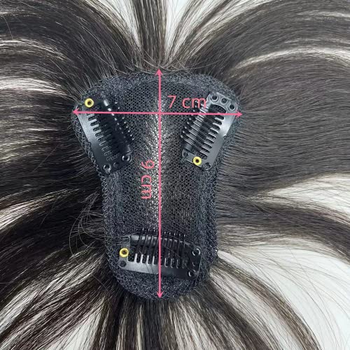 ANEMONE Hand-woven Lace Human Hair Toppers Clip In Brazilian Natural Hairpieces Women Straight Cover Grey Hair Loss (7 * 9 Black Air Bangs) - Image 4