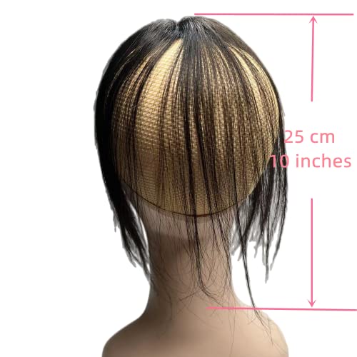ANEMONE Hand-woven Lace Human Hair Toppers Clip In Brazilian Natural Hairpieces Women Straight Cover Grey Hair Loss (7 * 9 Black Air Bangs) - Image 5