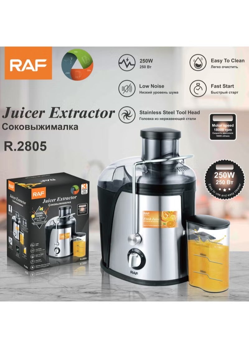 RAF Juicer Extractor – 250W Stainless Steel Juice Maker | Low Noise, Easy to Clean, 350ml Jug, 18000 RPM Motor | Fresh Fruit & Vegetable Juicer for Home & Kitchen - Image 3