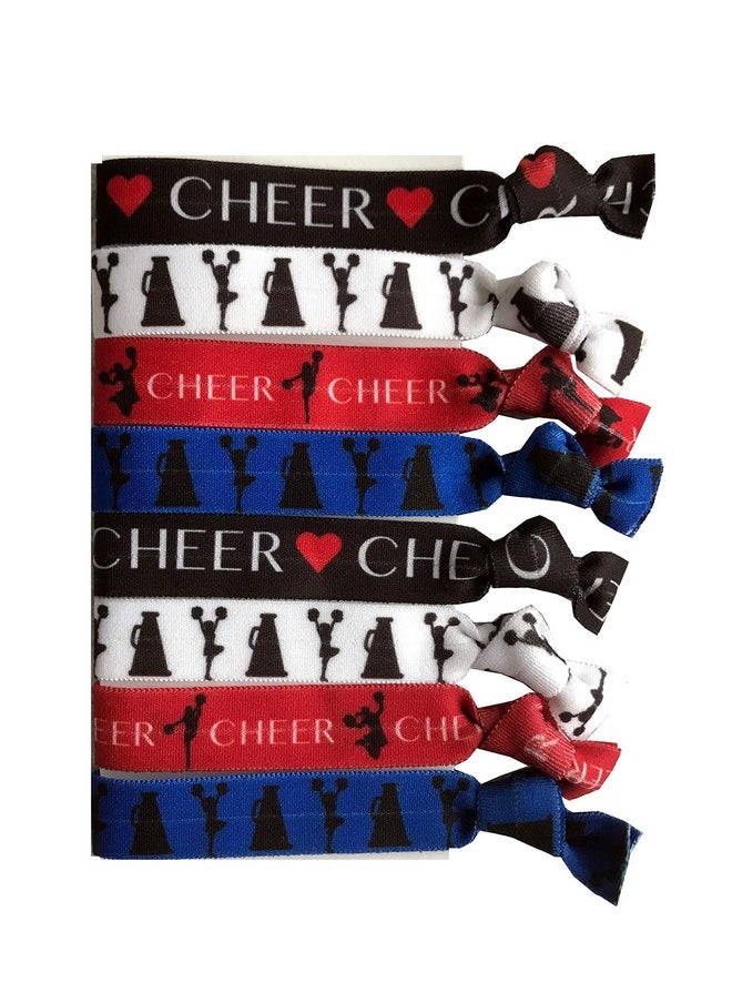 Sportigift 8 Piece Cheerleading Gift Hair Elastics - Cheer, Accessories for Cheerleaders, Cheer Coaches, Stunt Partners, Cheer Teams, Cheer Classmates and Friends, Cheer for Women, Cheer for Girls  - Image 1