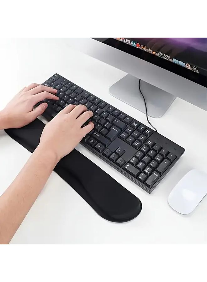 Ergonomic EVA Keyboard Wrist Rest Black Non-Slip Base Lightweight Durable Comfortable Support For Office Work Computer Use Gaming Improves Posture Reduces Hand Strain Ideal For Gamers Professionals Sleek Design Sturdy Construction Keyboard Wrist Pad Ergonomic Mouse Pad Office Desk Accessory - Image 1