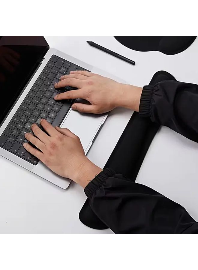 Ergonomic EVA Keyboard Wrist Rest Black Non-Slip Base Lightweight Durable Comfortable Support For Office Work Computer Use Gaming Improves Posture Reduces Hand Strain Ideal For Gamers Professionals Sleek Design Sturdy Construction Keyboard Wrist Pad Ergonomic Mouse Pad Office Desk Accessory - Image 4