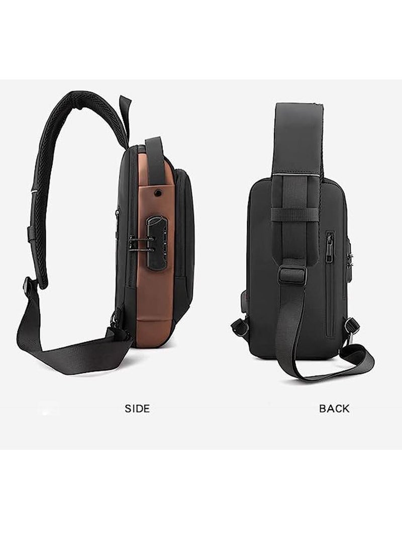 MONOGUE Shoulder Bag Backpack Anti theft Chest Bag Waterproof Shoulder Crossbody Bag  with USB Charging Port for Hiking Cycling Travelling Outdoor - Image 2