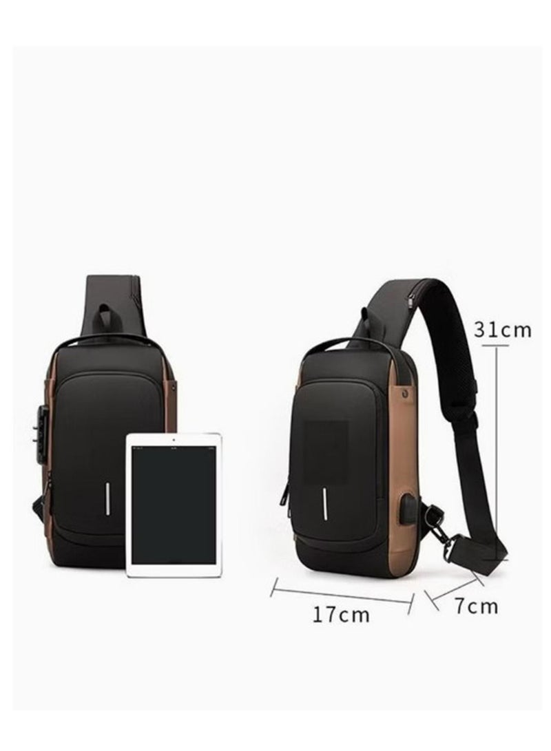 MONOGUE Shoulder Bag Backpack Anti theft Chest Bag Waterproof Shoulder Crossbody Bag  with USB Charging Port for Hiking Cycling Travelling Outdoor - Image 3