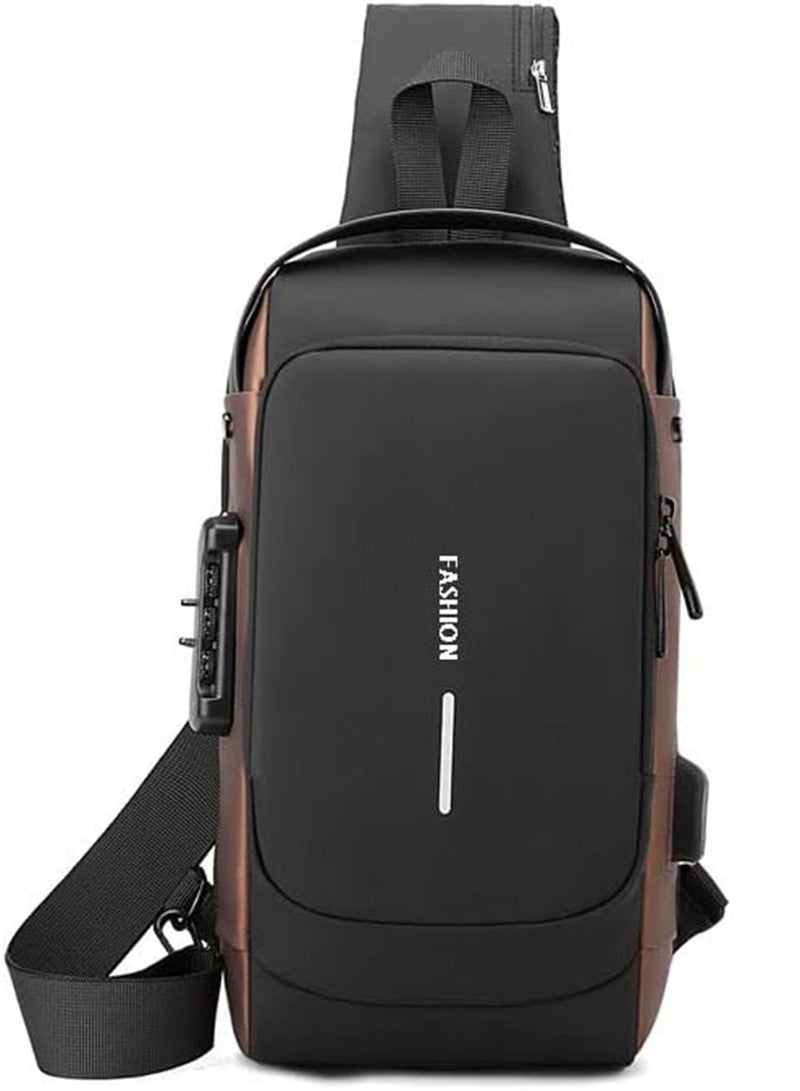 MONOGUE Shoulder Bag Backpack Anti theft Chest Bag Waterproof Shoulder Crossbody Bag  with USB Charging Port for Hiking Cycling Travelling Outdoor - Image 1