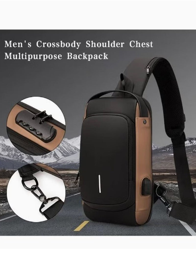 MONOGUE Shoulder Bag Backpack Anti theft Chest Bag Waterproof Shoulder Crossbody Bag  with USB Charging Port for Hiking Cycling Travelling Outdoor - Image 4