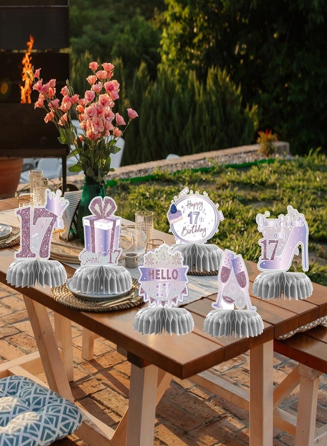 INNORU 17th Birthday Table Honeycomb Centerpieces, Young & Sweet Only 17 Birthday Honeycomb Table Toppers Cheer to 17 Years Party Table Decorations Favor Photo Booth Props 9 PCS - Image 5
