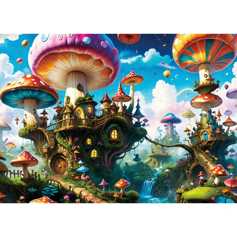 lamplig 500 Piece Puzzles for Adults Fantasy Mushroom Puzzle Flying Mushroom City Jigsaw Puzzles 500 Pieces with Letters on Back Present for Adults and Home Decor 11 Poster 205x149 - Image 3