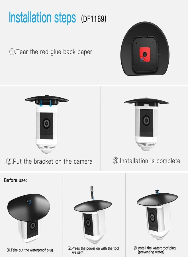 HOLACA Sun Rain Shade Camera Cover for Spotlight Camera Plus, Camera Shield Protective Case for Resistant UV, Easy to Install(Black) - Image 3