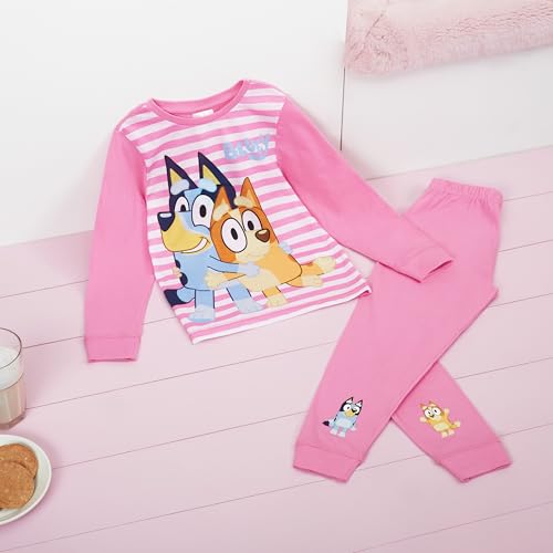 Bluey Pajama Set for Girls Toddlers Long 2 Pc PJs Comfy Lounge Set Loungewear Soft Pajamas Nightwear PJ Gifts for Girls (5-6 Years, Pink/White) - Image 2