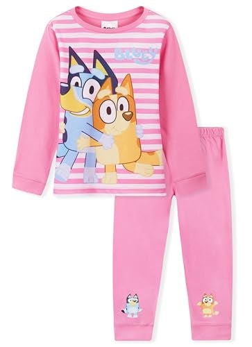 Bluey Pajama Set for Girls Toddlers Long 2 Pc PJs Comfy Lounge Set Loungewear Soft Pajamas Nightwear PJ Gifts for Girls (5-6 Years, Pink/White) - Image 1