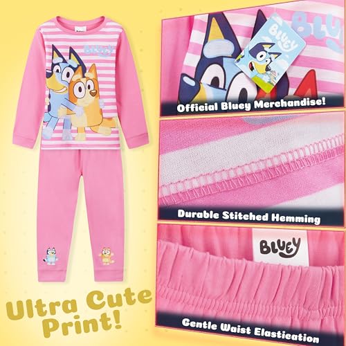 Bluey Pajama Set for Girls Toddlers Long 2 Pc PJs Comfy Lounge Set Loungewear Soft Pajamas Nightwear PJ Gifts for Girls (5-6 Years, Pink/White) - Image 5