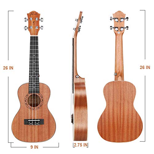 Ranch Tenor Ukulele 26 inch Wooden Professional ukelele Instrument Kit with 12 Online Lessons Small Hawaiian Guitar ukalalee Starter Pack Bundle Ukele Gig bag, Tuner, Strap, Aquila Strings Set - Image 3