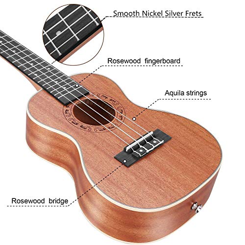 Ranch Tenor Ukulele 26 inch Wooden Professional ukelele Instrument Kit with 12 Online Lessons Small Hawaiian Guitar ukalalee Starter Pack Bundle Ukele Gig bag, Tuner, Strap, Aquila Strings Set - Image 4
