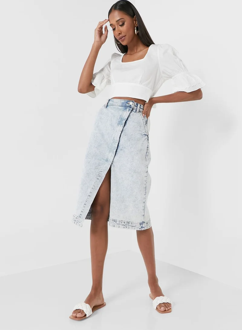 VERO MODA Square Neck Knot Detail Crop Top
