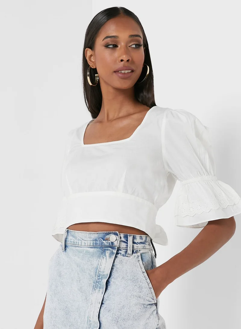 VERO MODA Square Neck Knot Detail Crop Top
