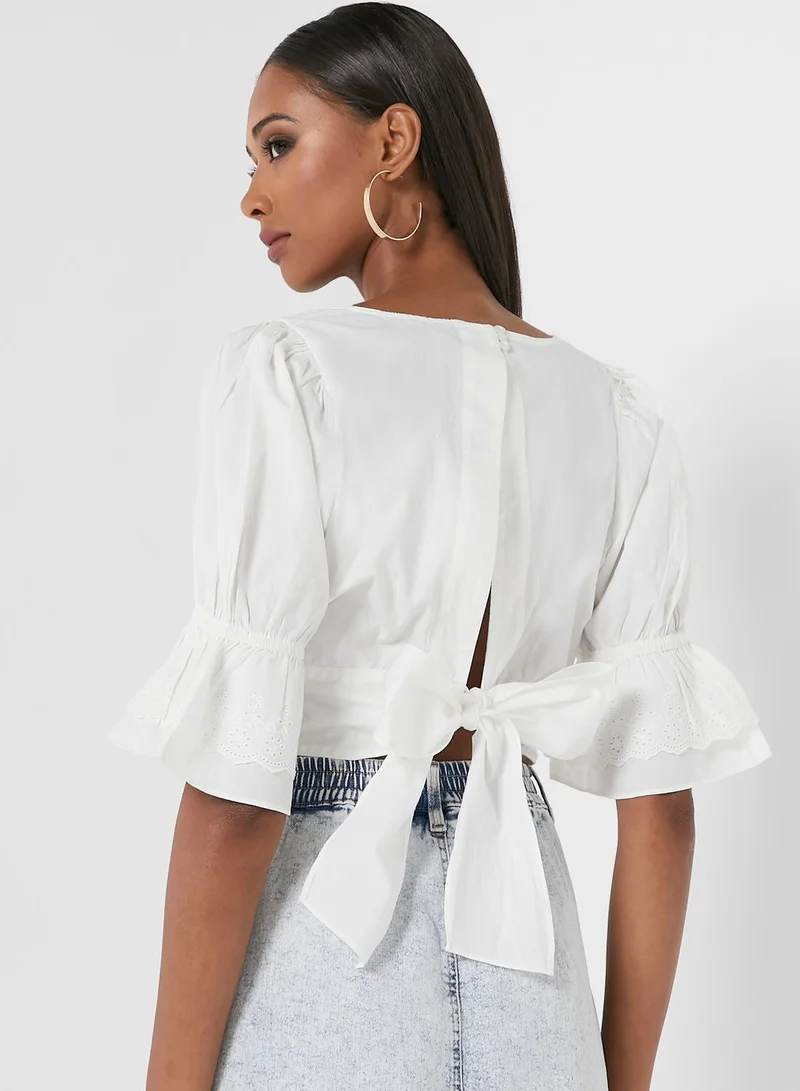 VERO MODA Square Neck Knot Detail Crop Top
