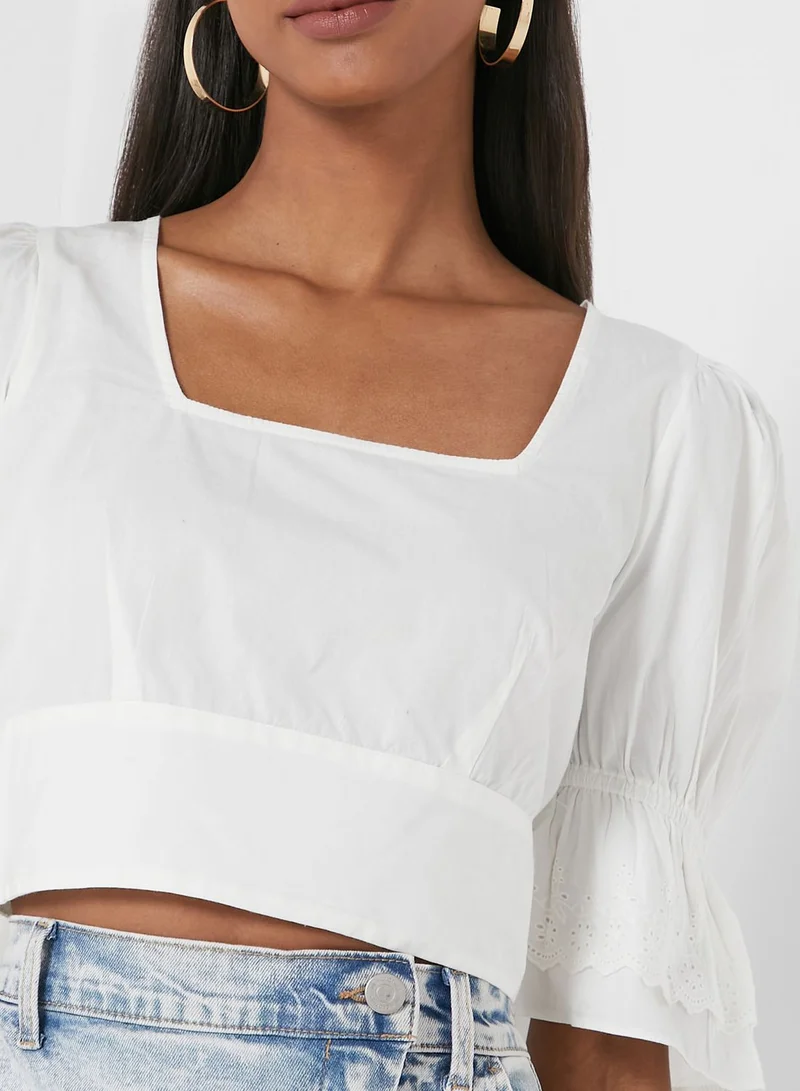 VERO MODA Square Neck Knot Detail Crop Top