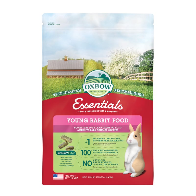 Oxbow Essentials Rabbit Food, Young Rabbit, Made with Oxbow Timothy, Pet Food Pellets for Bunnies, Small Animal Pet Products, Made in USA, High Fiber Bunny Supplies, 10 lb. bag - Image 1