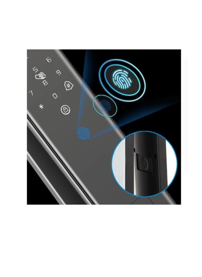 تويا - قفل باب ذكي مزود بكاميرا، والتعرف على الوجه، وفيديو مباشر، وصوت وصورة - أكثر من طريقة لفتح القفل - الوجه وبصمة الإصبع، وكلمة المرور، وتطبيق الهاتف المحمول (تويا)، وبطاقة مغناطيسية أو مفتاح أمان - Image 1