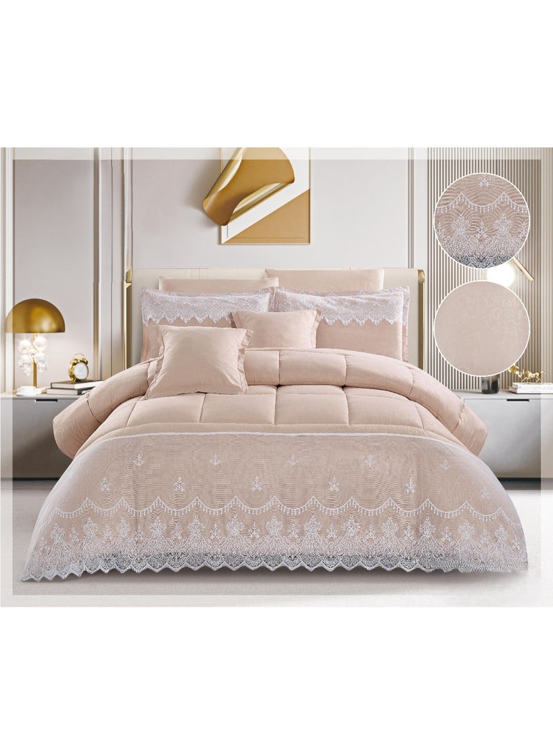 Red Rose Bridal bedsheet set for two people, silk, pregnancy and pregnancy decoration, 8 pieces, size: 1- Quilt 260x240 cm, 1- Double bedsheet 200*200 cm, 4- Pillowcases 80*50 cm, 2- Cushion covers 50*50 cm. - Image 1