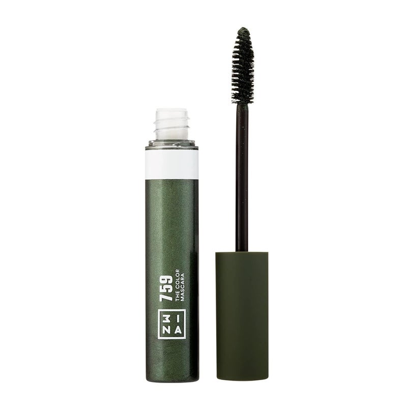 3INA The Color Mascara 759 - Dark Green Colored Mascara Coats Eyelashes With Fun Color - Washable, Clump Free, Volumizing Mascara in Bold Colors - Colorful Vegan and Cruelty Free Makeup - 0.47 Fl. Oz