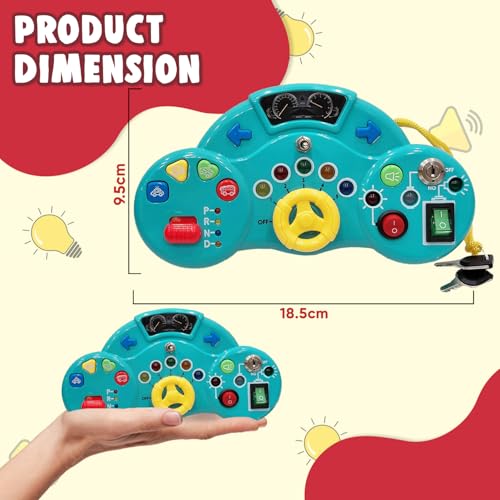 Wembley Busy Board| Interactive & Engaging Game | Anti-Shock, Safe| Durable Wooden Busy Board with Smooth Edges| Battery-Operated with 3 Lights & Switches (3 Switches & Lights) - Image 2