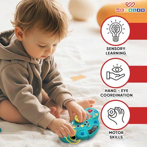 Wembley Busy Board| Interactive & Engaging Game | Anti-Shock, Safe| Durable Wooden Busy Board with Smooth Edges| Battery-Operated with 3 Lights & Switches (3 Switches & Lights) - Image 5