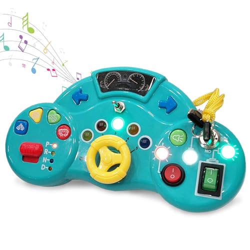 Wembley Busy Board| Interactive & Engaging Game | Anti-Shock, Safe| Durable Wooden Busy Board with Smooth Edges| Battery-Operated with 3 Lights & Switches (3 Switches & Lights) - Image 1