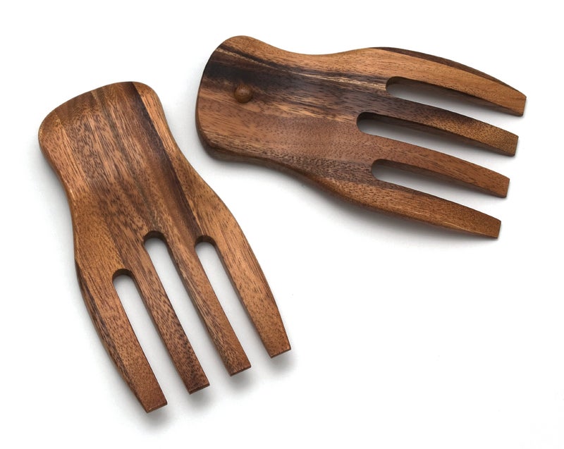 Lipper International Acacia Salad Hands, 3.75" x 7" x 1.88", One Pair - Image 1