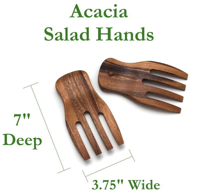 Lipper International Acacia Salad Hands, 3.75" x 7" x 1.88", One Pair - Image 2