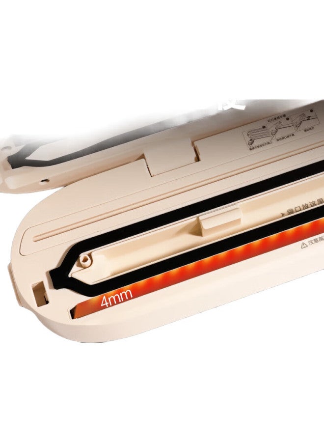 Deli Vacuum Sealer, Home Use, Small, Fully Automatic, Vacuum Packaging Machine, Food Sealing, Dry And Wet Dual-Use, Strong Suction, Food Preservation, Packaging Machine, Built-In Cutter, Cream Yellow - Image 1