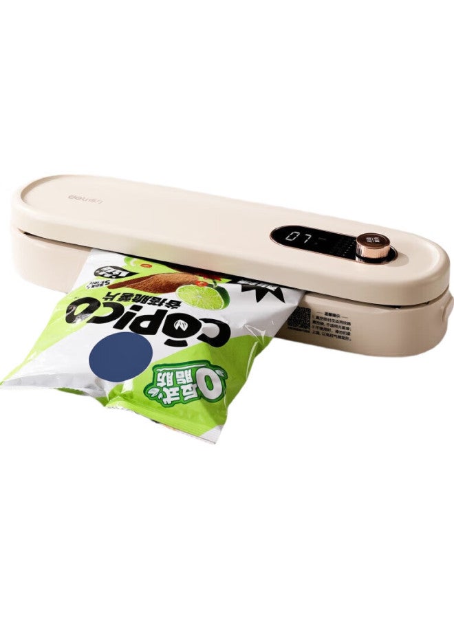 Deli Vacuum Sealer, Home Use, Small, Fully Automatic, Vacuum Packaging Machine, Food Sealing, Dry And Wet Dual-Use, Strong Suction, Food Preservation, Packaging Machine, Built-In Cutter, Cream Yellow - Image 3