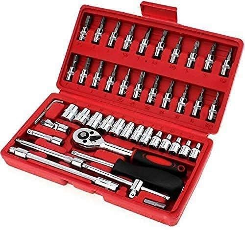 black sparrow BLACK SPPAROW 46 In 1 Screwdriver Set 46 In 1 Tools Kit Socket Wrench Tool Kit Pp Bag6 In 1 Pcs Tool Kit Screwdriver And Socket Set Multi Purpose Combination Tool Case Precision Socket Set  - Image 5