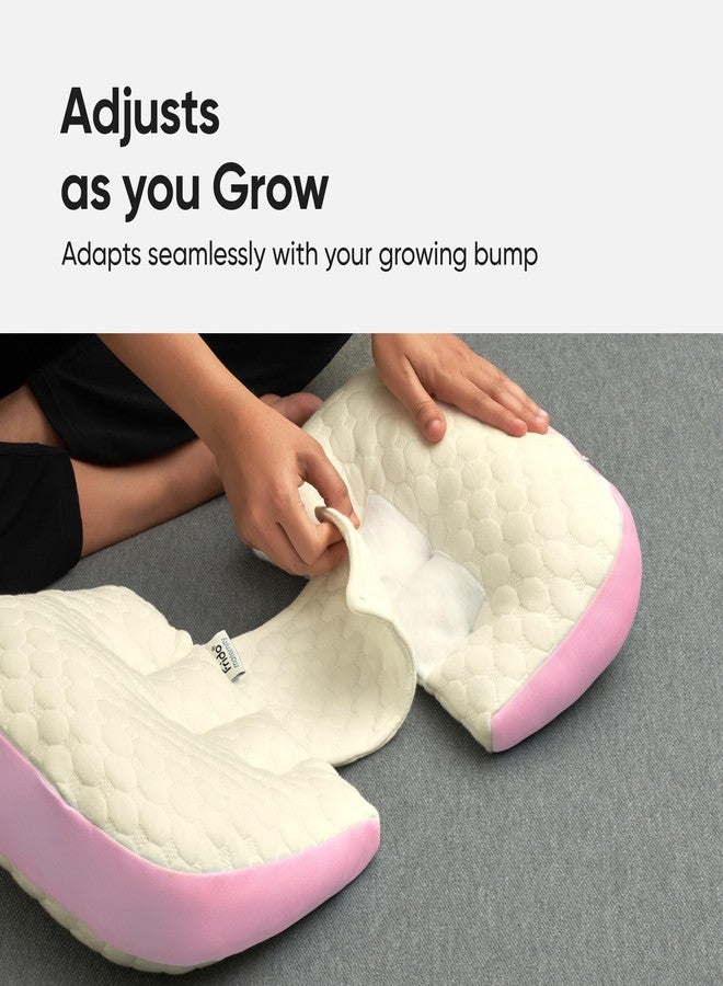 فريدو وسادة فريدو للحوامل | وسادتان مزدوجتان على شكل إسفين لدعم الظهر والبطن أثناء الحمل | تصميم فراشة قابل للتعديل | وسادة حمل مناسبة للسفر | غطاء من القطن العضوي المضاد للحساسية، لون وردي فاتح - Image 5