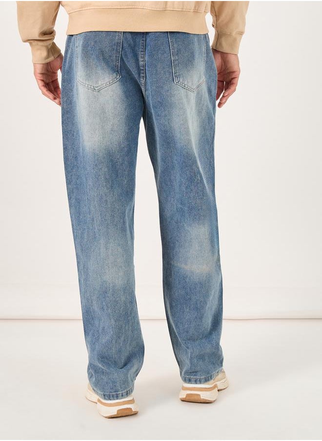 Styli Mid Rise Relaxed Fit Jeans with Pockets  - Image 4