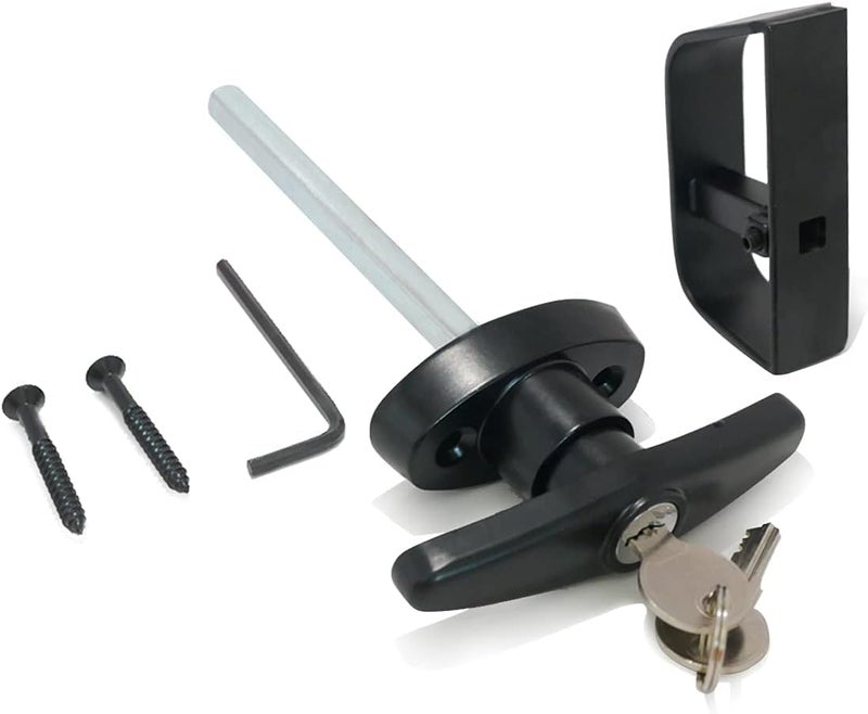 LePont T-Handle Lock Shed Door Latch Lock Kit with 2 Keys and 2 Screws, 4-1/2" Stem Barn Playhouse & Chicken Coop Door Lock - Image 1